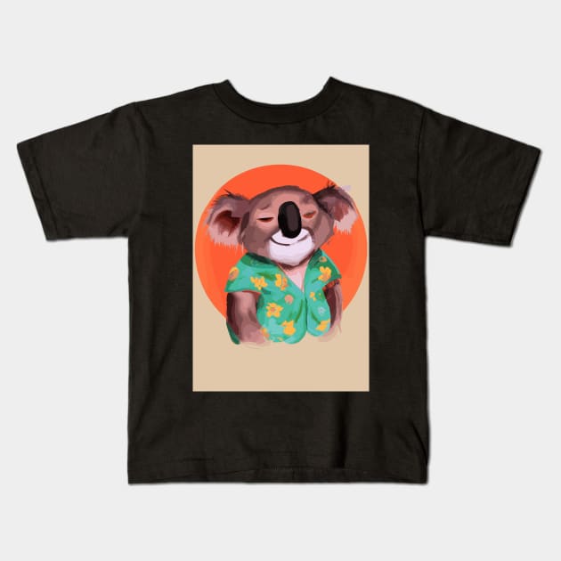 Koala with Hawaii Shirt Kids T-Shirt by maxcode